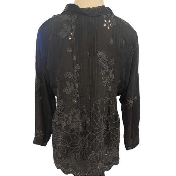 Johnny Was Lemmi Blouse Embroidered Black Women's Top XS NEW - Picture 9 of 14
